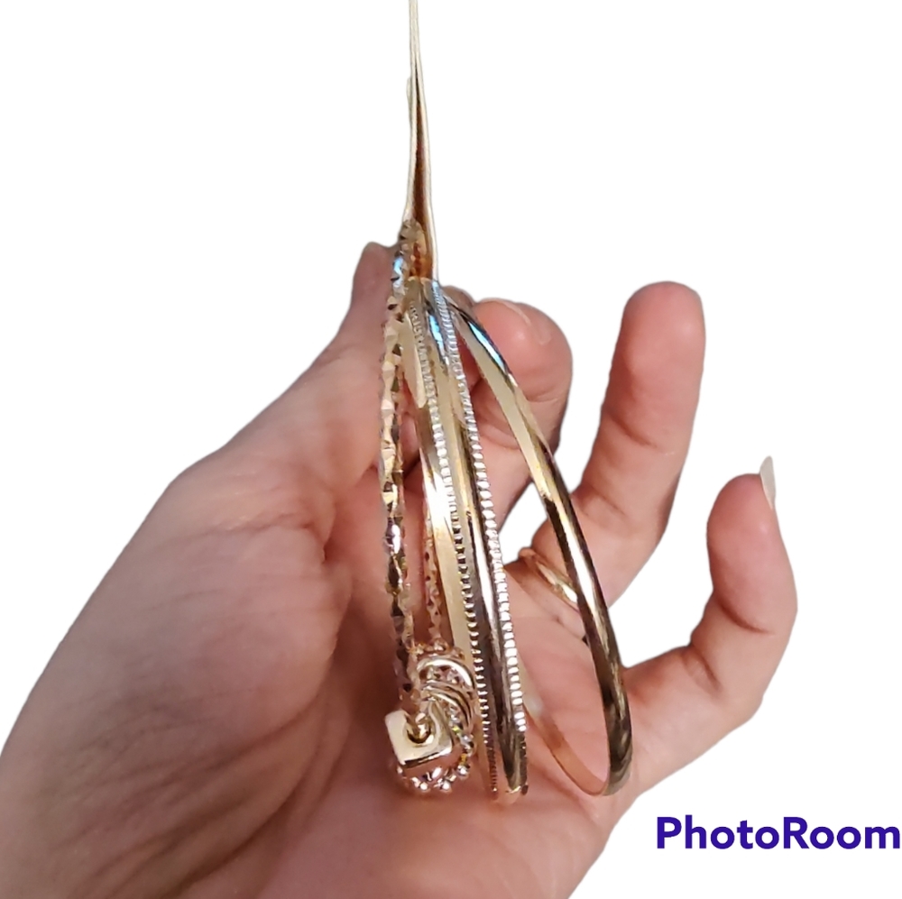 NEW Boho Set of 3 D'Bello Gold Tone Bangle Bracelets Jewelry Bollywood Bangles - Picture 2 of 4